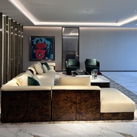 Canapé d'angle en cuir véritable de grande taille pour villa italienne de luxe haut de gamme, ensemble design Xiaohongshu