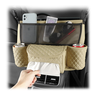 Organisateur de siège de voiture en cuir PU et feutre, 4 à 7 compartiments, multifonctionnel, porte-gobelet, boîte à mouchoirs, luxe central - Meilleures ventes