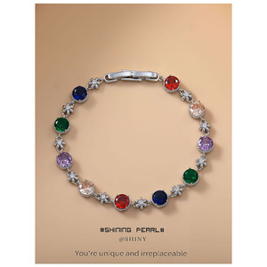 Fashion Charm <b>Bracelet</b> Colored Zircon Star Design Party Jewelry <b>Copper</b> Alloy Bezel Setting - Product Image 2