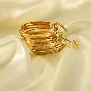 Acier inoxydable hypoallergénique plaqué or 18 carats géométrique mignon incrusté Zircon Peals bijoux bracelet bracelets pour femmes