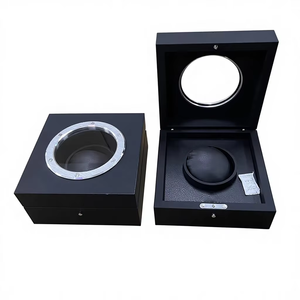 Faqctory Direct Custom Logo <b>Gift</b> Display Flip Watches <b>Boxes</b> Packaging Storage Luxury <b>Black</b> Leather Square Durable Watch Box - Product Image 1