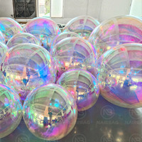 Grandes boules brillantes sphères irisées réfléchissantes Gigant Ballons brillants Transparent Led gonflable moyen miroir boule bulles