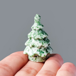 Mini Ornement de Sapin de Noël en Cristal, <span class=keywords><strong>Sculpture</strong></span> d'Arbre en <span class=keywords><strong>Pierre</strong></span> Naturelle Sculptée, Décoration de Bureau de Noël, Cadeau - Product Image 5