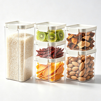 Recipientes Herméticos para Almacenamiento de Alimentos, Modulares, Transparentes, Apilables, con Tapa de Bloqueo, Frascos Herméticos Libres de BPA, Organizador de Granos y Pasta para Despensa