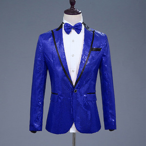 Chaqueta de vestido de lentejuelas con un botón para hombre, traje de fiesta, para boda, cantante de escenario, con lazo incluido, novedad de 2022 - Product Image 4