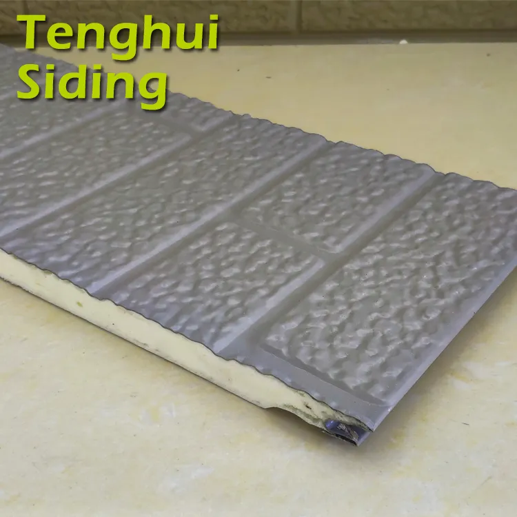 Tenghui 사이딩 외관 벽돌 모양 방수 벽 패널 이동식 PU 샌드위치 벽 외부 보드