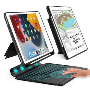 Estojo de couro pu para tablet, suporte protetor, toque, para ipad pro 9 12.9 2021, com teclado, para ipad 10.2/10.5 polegadas