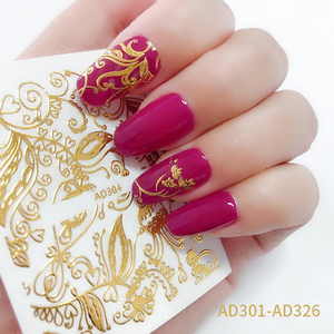 Five & Ten GMPC/Sedex/ISO/EUDR Supply 3D Métallique Couleur Nail Art Autocollant Petite Taille 52*63mm DIY En Plastique Gloden Nail Decal - Product Image 5