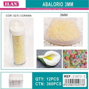 Perline Ilan Abalorio da 3 mm bianche Crama per artigianato e creazione di gioielli - Product Image 3