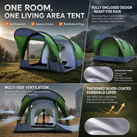 Carpa de Lujo de Una Habitación y Un Salón, Doble Capa, Gruesa, Camuflaje, Impermeable, Resistente a la Nieve, para 4-6 Personas, Portátil, para Campamento al Aire Libre