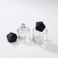 Boîte cadeau personnalisable avec couvercle carré noir, flacon de parfum en verre transparent vide 30ml 50ml avec pulvérisateur, luxe léger