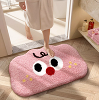 Tapis de salle de bain et d'hôtel floqué, mignon, à motif de dessin animé, épais, en microfibre, antimicrobien, doux pour les animaux, absorbant l'eau, antidérapant