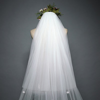 Voile de mariage de luxe en dentelle avec appliques, voile de mariée en Tulle à une couche