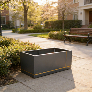 Moderne rechteckige Gartenkübel für den Außenbereich, lange Metallpflanzgefäße mit verzinktem Stahlrandgeländer für Blumenkästen und Pflanzgefäße zu Hause - Product Image 3