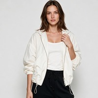 Veste coupe-vent en nylon léger sur mesure OEM, veste de sport de plein air à fermeture éclair pour femmes, vêtements de sport tendance