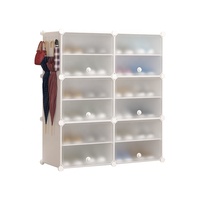Meuble à chaussures en plastique DIY, organiseur de 24 paires de chaussures, étagère à chaussures noire pour salon