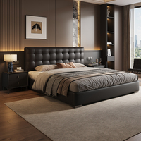 Lit rembourré en cuir pour hôtel et maison, design moderne et confortable, durable, style minimaliste italien, lit double avec matelas souple