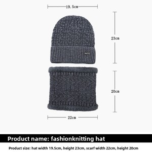 Conjunto de Dos Piezas de Gorro de Invierno <span class=keywords><strong>para</strong></span> <span class=keywords><strong>Hombre</strong></span>, Forrado de Felpa, Cálido, de Chenilla Jacquard, Tejido de Punto, con Spandex/Algodón, a Prueba de Frío, <span class=keywords><strong>para</strong></span> Ciclismo, Transfronterizo - Product Image 4