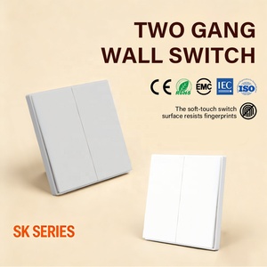 Interrupteur mural tactile doux 2 gangs 1 voie 2 voies 3 voies, norme UE, nouveau design, interrupteurs modernes et tendance 250V 10A - Product Image 1