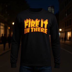 T-shirt à manches longues Fire It In There, design flamme noire, vêtements promotionnels - Product Image 3