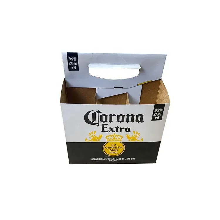 Personalizado Flexografia Papelão Kraft Titular Bebidas Portador De Garrafa De Cerveja Papelão Ondulado Six Pack 4 6 Pack Paperboard