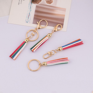 Colorful Tassel Keychains <b>Metal</b> Plated With Rainbow Stripes For Bag And Purse Accessories - Product Image 2