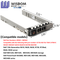 Bandeja de Disco Duro Dell 2.5\" 8FKXC / 08FKXC SAS/SATA para Servidor Dell Poweredge y Almacenamiento PowerVault