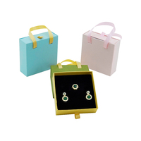 Boîte de tiroir en papier Floding populaire avec ruban Logo personnalisé boîte d'emballage de bijoux boucle d'oreille anneau collier pendentif boîte-cadeau
