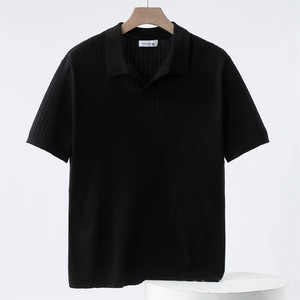 เสื้อโปโลแขนสั้นลายทางผู้ชาย ทรงเข้ารูป สไตล์ลำลอง ผ้าทอทันสมัยสำหรับฤดูร้อน เหมาะสำหรับเล่นกอล์ฟ - Product Image 6