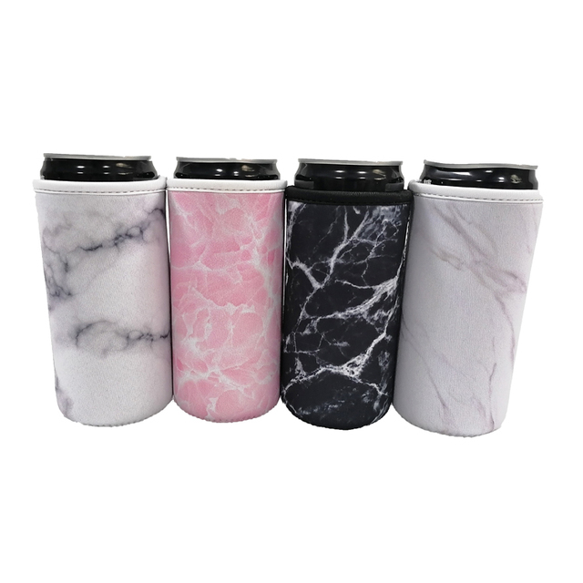 Customized Pattern 12 Oz Slim Can Cooler Sleeves Soft Slim Beer Skinny Cup Holders Bulk Tall Can Coozies for Slim Cans