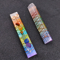 NOUVEAU Bâton de sélénite naturel à 7 chakras Pierre de guérison pour décoration Cadeau