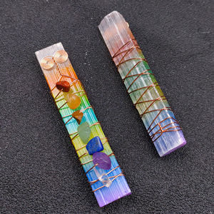 NOUVEAU Bâton de sélénite naturel à 7 chakras Pierre de guérison pour décoration Cadeau - Product Image 5