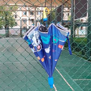 Parapluie manuel pour enfants en polyester, motif chaton adorable, style droit, commande semi-automatique pour les enfants - Product Image 1