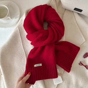 冬用スカーフ100% ウール180 * 30cm無地ニットスカーフ多用途の暖かい女性用スカーフ - Product Image 4