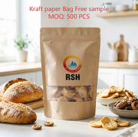 Sachet Doypack en Kraft Recyclable avec Fenêtre Transparente Thermoscellable pour Emballage de Snacks, Thé et Fruits Secs – Vente en Gros