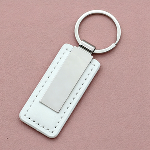 Wholesale Promotional Zinc Alloy Lightweight Rectangle Pattern PU Leather <b>Custom</b> Designer Durable <b>Keychain</b> - Product Image 2