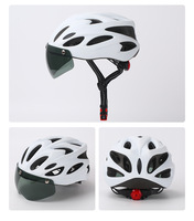 Casque de VTT avec phare et feu arrière intégrés, lunettes de protection ; Conception monobloc, visière magnétique, matériau PC+EPS, unisexe
