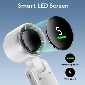 Wearable Neck Fan Portable Mini Fan With Digital Display 5 Speed Rechargeable <b>Battery</b> <b>Operated</b> Foldable For Outdoor Use - Product Image 4