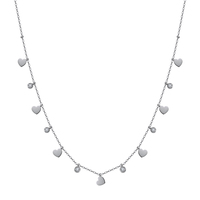 Collier Cœur Éclatant en Zircon Cubique, Chaîne Dorée en Acier Inoxydable Poli, Breloques Cœur Flottantes, Élégant et Étanche