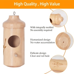 Wooden Hummingbird House Hanging <b>Bird</b> <b>Feeder</b> Weather Resistant Polished <b>Bird</b> Nest Garden Decor - Product Image 5