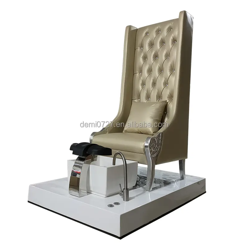 Luxury Gold Silver Station Throne Queen No Plumbing Foot Spa Beauty Nail Salon Massage Manicure Pedicure Chair
