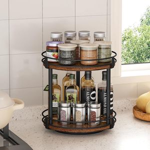 Cross-border wooden kitchen <b>spice</b> <b>rack</b>, <b>rotating</b> organizer, storage <b>rack</b>, high-value wooden home coffee <b>rack</b> - Product Image 1