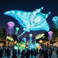 Decoración de Faroles con Forma de Grandes Animales Marinos para Parques de Diversiones, Navidad, Uso Interior/Exterior, Espectáculo de Luces para Parques Temáticos