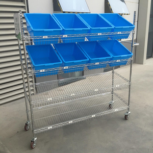 Carrello Organizzatore Elettronico Commerciale per Magazzino, Portata 250kg/ripiano, <span class=keywords><strong>con</strong></span> Ripiani Inclinati e Ruote per Trasporto e Stoccaggio - Product Image 6