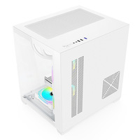 Casing PC Mini MicroATX Mid Tower Putih Desain Panoramic Tanpa Kolom Vertikal Panel Samping Akrilik Berpendingin Air Chassis Desktop Gaming
