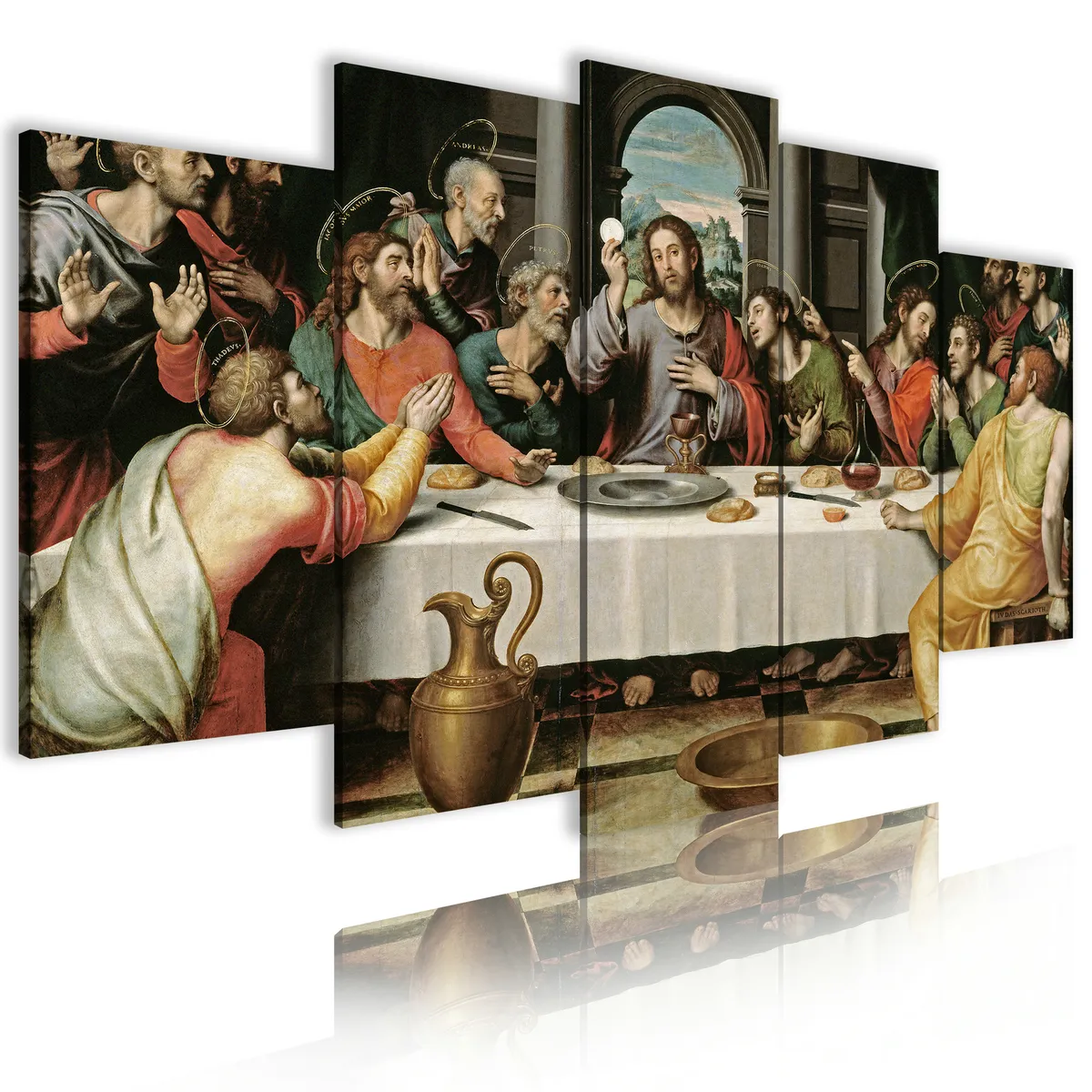 ภาพวาดตกแต่งบ้าน5ชิ้น,ภาพวาดพระเยซูศาสนาโปสเตอร์ภาพพิมพ์โมเดิร์นงานศิลปะติดผนังรูปภาพแบบแยกส่วนสำหรับห้องนั่งเล่น