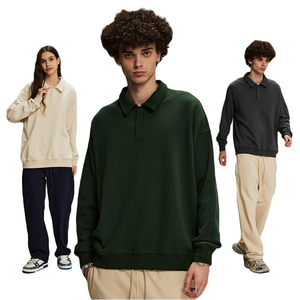 Bán Buôn Pháp Terry 340G Baggy Tùy Chỉnh Thương Hiệu Polo Áo Trống Thêu Áo Polo Thời Trang Của Nam Giới Dài Tay Áo Áo Len - Product Image 1