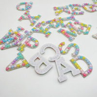 A-Z 26 couleurs perles lettre tissu Patch avec fer et strass Applique pour bricolage décoration Patching