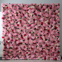 G94 Fond de mur de fleurs simulées de mariage Décoration de panneau de fleurs Rose Faux 5d Roll up Flower Wall for Party Celebration