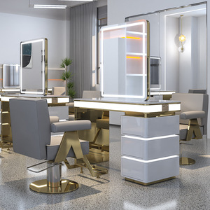 Miroir de salon de coiffure haut de gamme table miroir de salon de coiffure table de miroir spéciale en acier inoxydable table de miroir de repassage et de teinture - Product Image 1